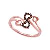 Image 1 : 0.05 CTW Red Color Diamond Double Heart Bypass Ring 10KT Rose Gold - REF-12M2H