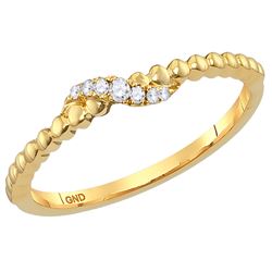 0.04 CTW Diamond Crossover Stackable Ring 10KT Yellow Gold - REF-8H9M