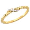 Image 1 : 0.04 CTW Diamond Crossover Stackable Ring 10KT Yellow Gold - REF-8H9M