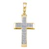 Image 1 : 0.15 CTW Diamond Cross Pendant 10KT Yellow Gold - REF-13W4K