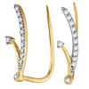 Image 1 : 0.10 CTW Diamond Curved Climber Earrings 10KT Yellow Gold - REF-8W9K