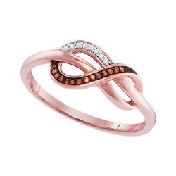 0.05 CTW Red Color Diamond Infinity Ring 10KT Rose Gold - REF-11X2Y