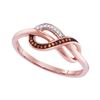 Image 1 : 0.05 CTW Red Color Diamond Infinity Ring 10KT Rose Gold - REF-11X2Y