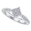 Image 1 : 0.19 CTW Diamond Diagonal Square Cluster Ring 10KT White Gold - REF-22X4Y