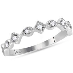 0.10 CTW Diamond Squares Stackable Ring 14KT White Gold - REF-22Y4X