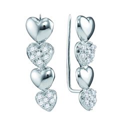 0.48 CTW Diamond Heart Climber Earrings 10KT White Gold - REF-41F9N