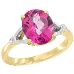 Natural 2.41 ctw Pink-topaz & Diamond Engagement Ring 14K Yellow Gold - REF-33N8G