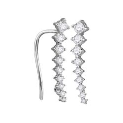 0.50 CTW Diamond Climber Earrings 10KT White Gold - REF-37W5K