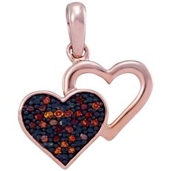 0.08 CTW Red Color Diamond Heart Love Pendant 10KT Rose Gold - REF-10F5N