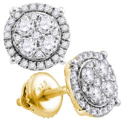 0.76 CTW Diamond Circle Cluster Earrings 10KT Yellow Gold - REF-52M4H