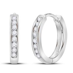 0.25 CTW Diamond Hoop Earrings 14KT White Gold - REF-26H3M