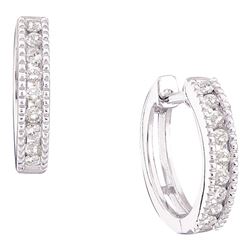 0.25 CTW Diamond Milgrain Hoop Earrings 10KT White Gold - REF-22M4H