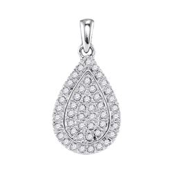 0.25 CTW Diamond Teardrop Cluster Pendant 10KT White Gold - REF-24F2N