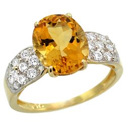 Natural 2.75 ctw citrine & Diamond Engagement Ring 14K Yellow Gold - REF-58K4R