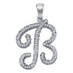 0.17 CTW Diamond Cursive Letter B Pendant 10KT White Gold - REF-14X9Y