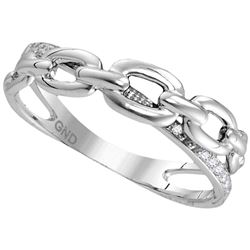 0.07 CTW Diamond Chain Crossover Ring 10KT White Gold - REF-18K2W