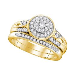 0.38 CTW Diamond Halo Bridal Engagement Ring 10KT Yellow Gold - REF-52F4N