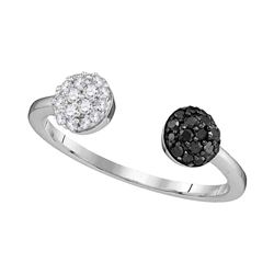 0.33 CTW Black Color Diamond Bisected Ring 10KT White Gold - REF-19F4N