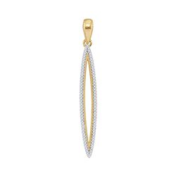 0.20 CTW Diamond Narrow Oval Outline Pendant 10KT Yellow Gold - REF-22Y4X