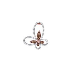 0.95 CTW Cognac-brown Color Diamond Butterfly Bug Pendant 10KT Rose Gold - REF-49W5K