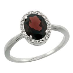 Natural 1.22 ctw Garnet & Diamond Engagement Ring 14K White Gold - REF-27Y5X