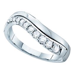 0.33 CTW Diamond Curved Single Row Ring 14KT White Gold - REF-44W9K