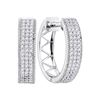 Image 1 : 0.33 CTW Diamond Triple Row Pave Hoop Earrings 10KT White Gold - REF-32Y9X