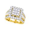 Image 1 : 3 CTW Princess Diamond Cluster Bridal Engagement Ring 14KT Yellow Gold - REF-299Y9X