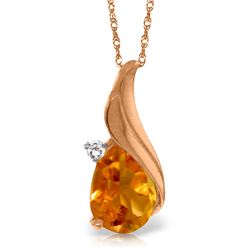 Genuine 1.53 ctw Citrine & Diamond Necklace Jewelry 14KT Rose Gold - REF-35P5H