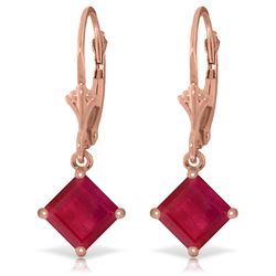 Genuine 2.9 ctw Ruby Earrings Jewelry 14KT Rose Gold - REF-42Z2N