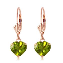 Genuine 3.25 ctw Peridot Earrings Jewelry 14KT Rose Gold - REF-29H2X