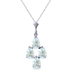 Genuine 1.95 ctw Aquamarine Necklace Jewelry 14KT White Gold - REF-27V5W