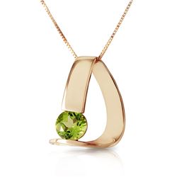 Genuine 1 ctw Peridot Necklace Jewelry 14KT Yellow Gold - REF-50X5M