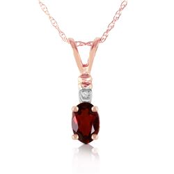 Genuine 0.46 ctw Garnet & Diamond Necklace Jewelry 14KT Rose Gold - REF-21K6V