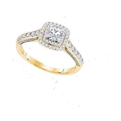 1 CTW Princess Diamond Solitaire Bridal Engagement Ring 14KT Yellow Gold - REF-132X2Y