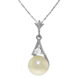 Genuine 2.03 ctw Pearl & Diamond Necklace Jewelry 14KT White Gold - REF-22K2V