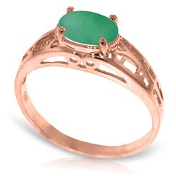 Genuine 1.15 ctw Emerald Ring Jewelry 14KT Rose Gold - REF-39F3Z