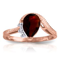 Genuine 1.52 ctw Garnet & Diamond Ring Jewelry 14KT Rose Gold - REF-51M4T