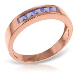 Genuine 0.50 ctw Tanzanite Ring Jewelry 14KT Rose Gold - REF-49V8W