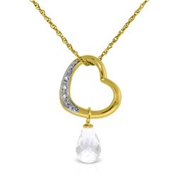 Genuine 2.28 ctw White Topaz & Diamond Necklace Jewelry 14KT Yellow Gold - REF-40R7P