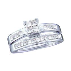 1 CTW Princess Diamond Bridal Engagement Ring 14KT White Gold - REF-109H4M