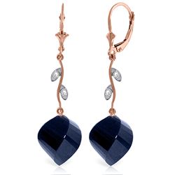 Genuine 30.52 ctw Sapphire & Diamond Earrings Jewelry 14KT Rose Gold - REF-66R2P