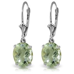 Genuine 6.25 ctw Green Amethyst Earrings Jewelry 14KT White Gold - REF-41H2X