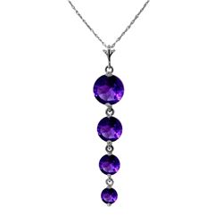 Genuine 3.9 ctw Amethyst Necklace Jewelry 14KT White Gold - REF-23F2Z