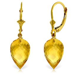 Genuine 19 ctw Citrine Earrings Jewelry 14KT Yellow Gold - REF-35P9H