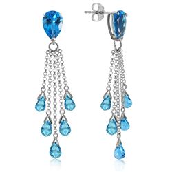 Genuine 15.5 ctw Blue Topaz Earrings Jewelry 14KT White Gold - REF-51R8P