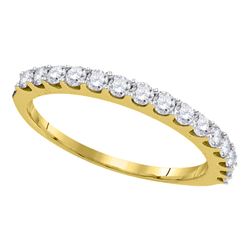 0.50 CTW Pave-set Diamond Single Row Wedding Ring 14KT Yellow Gold - REF-41N3F