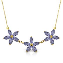 Genuine 4 ctw Tanzanite Necklace Jewelry 14KT Yellow Gold - REF-86N3R