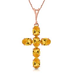 Genuine 1.50 ctw Citrine Necklace Jewelry 14KT Rose Gold - REF-32P8H