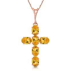 Genuine 1.50 ctw Citrine Necklace Jewelry 14KT Rose Gold - REF-32P8H